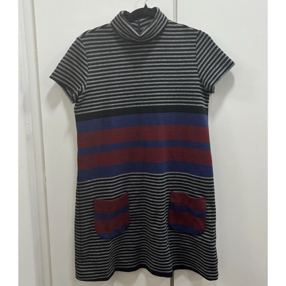 Amanda Uprichard Sz Medium Brewster Shift Dress Stripes Colorblock Pockets